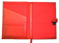 Red Junior Leather Jotter Inside